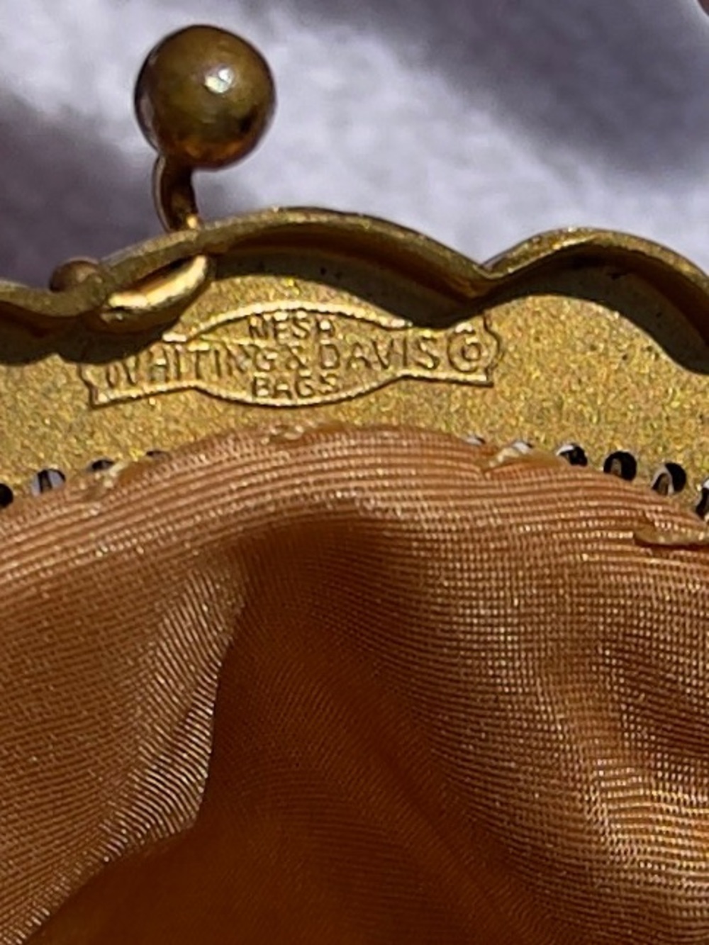 Whiting & Davis Vintage Set Gold Metal Mesh Evening Bag Matching Coin Purse - Picture 14 of 16